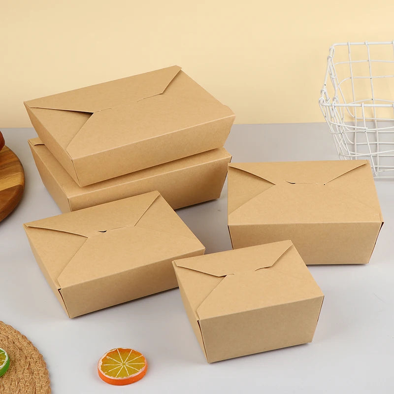 10pcs Disposable Fast Food Boxes Thickened Kraft Paper