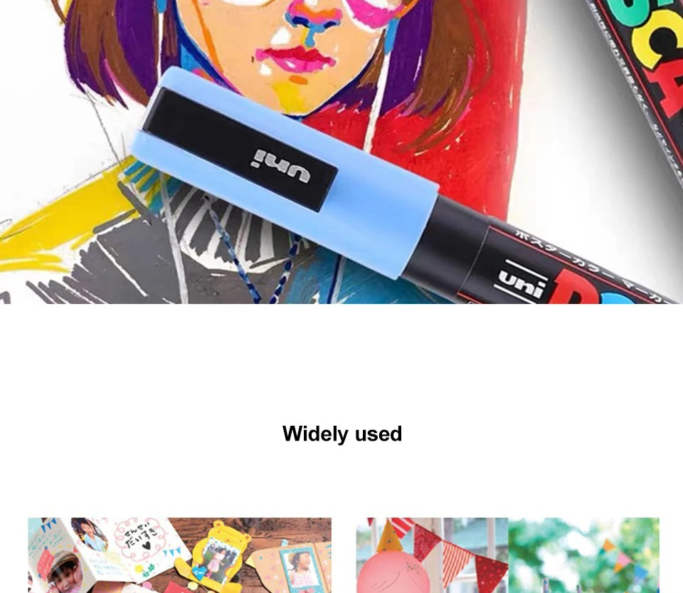 Uni Posca Markers Colors Pc-1m/3m/5m Acrylic Gift Box