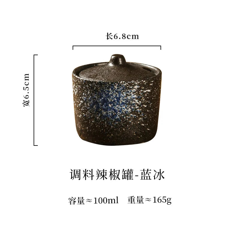 Japanese Style Vintage Ceramic Seasoning Jar Chili Storage