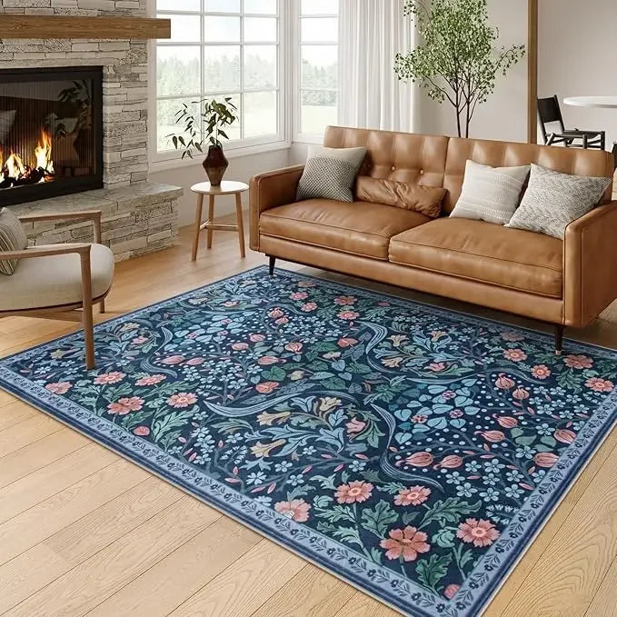 Vikama Vintage Flower Living Room Carpet Soft Easy