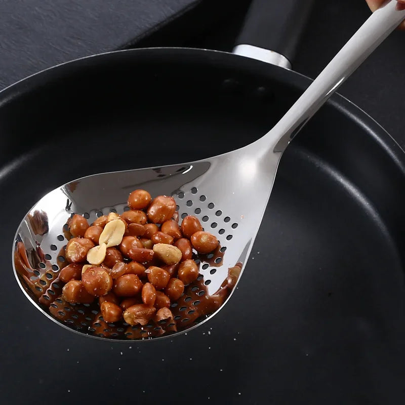 1pc Large Durable Stainless Steel Colander Skimmer Spoon