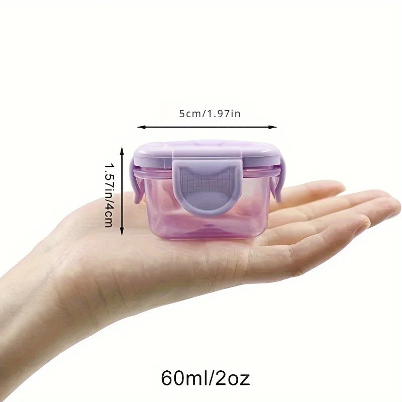 4pcs Mini Food Storage Container Leakproof Lid Sauce