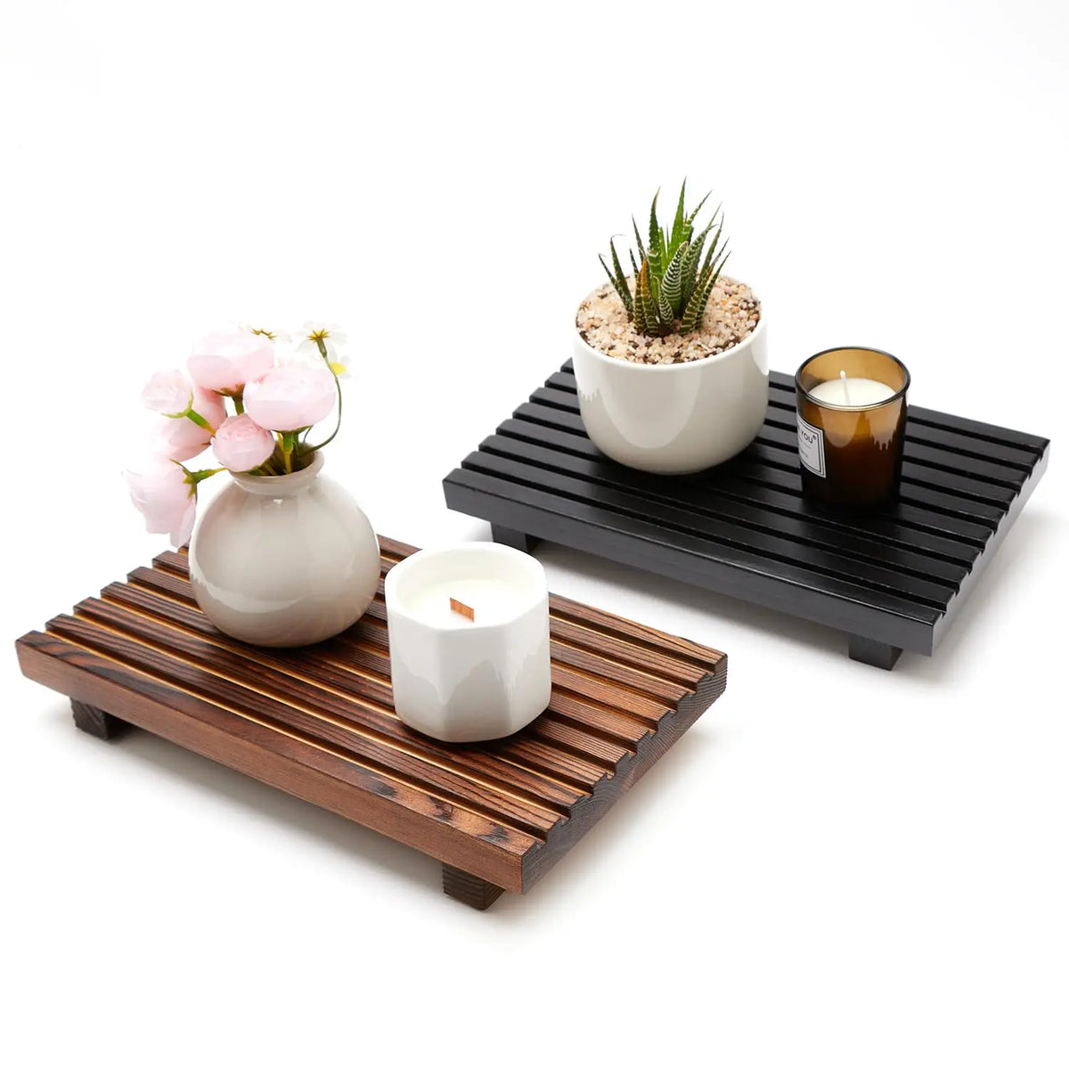 Farmhouse Bathroom Counter Organizer Wooden Display Pedesta Stand