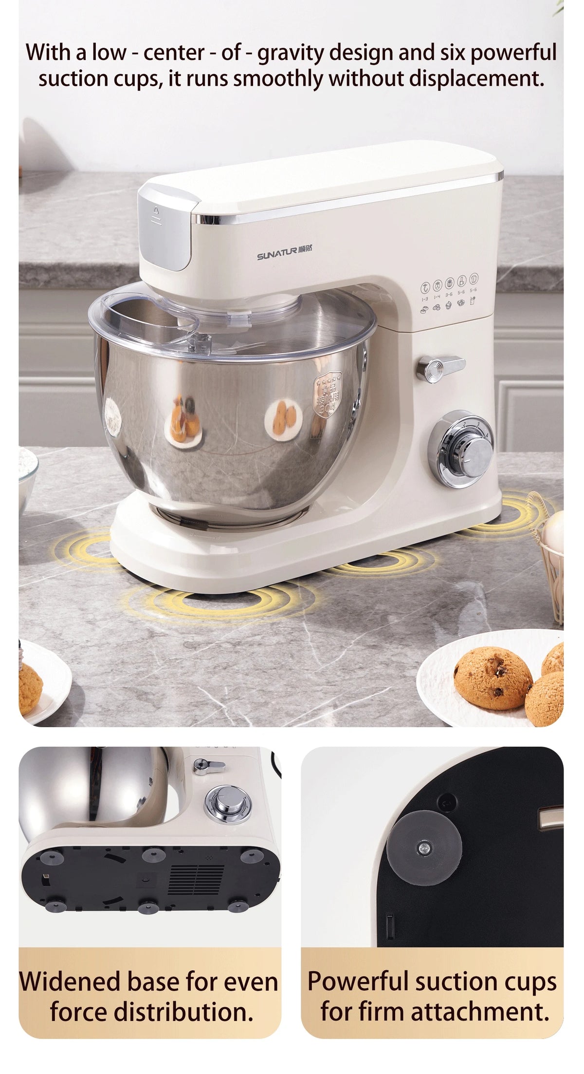 Sunatur 8l Stand Mixer 2000w Stainless Steel Bowl