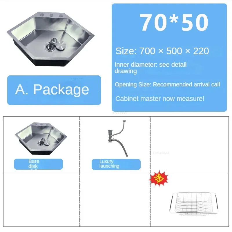 Diamond Shaped Sinks Stainless Steel Creative Corner Dish