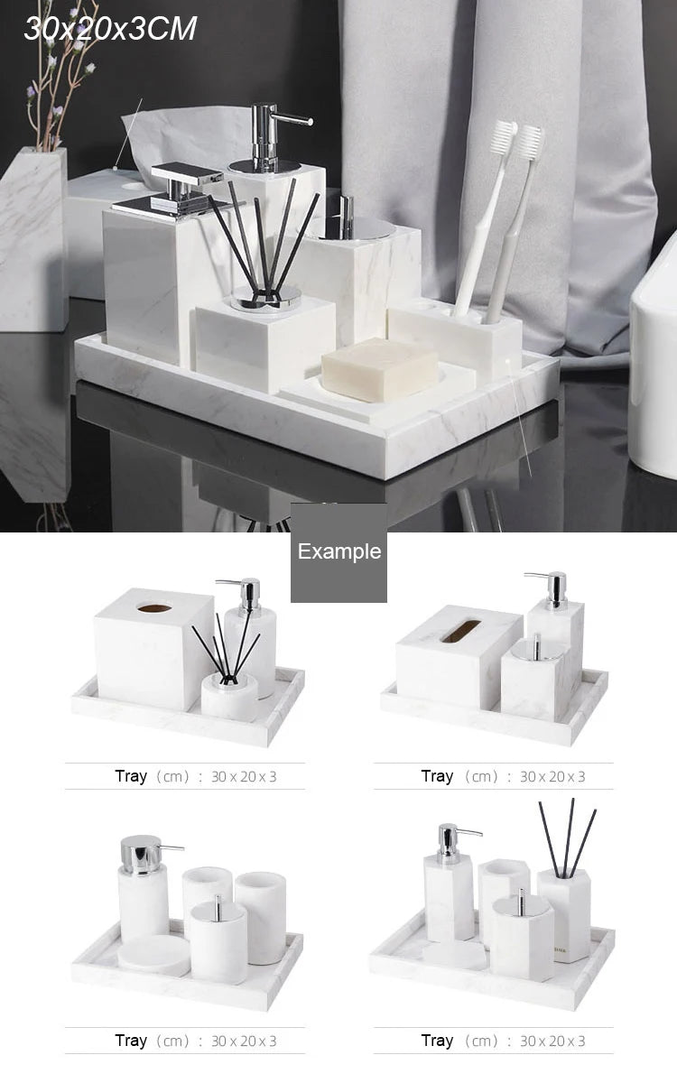 Volakos White Natural Marble Bathroom Soap Dispenser Soap