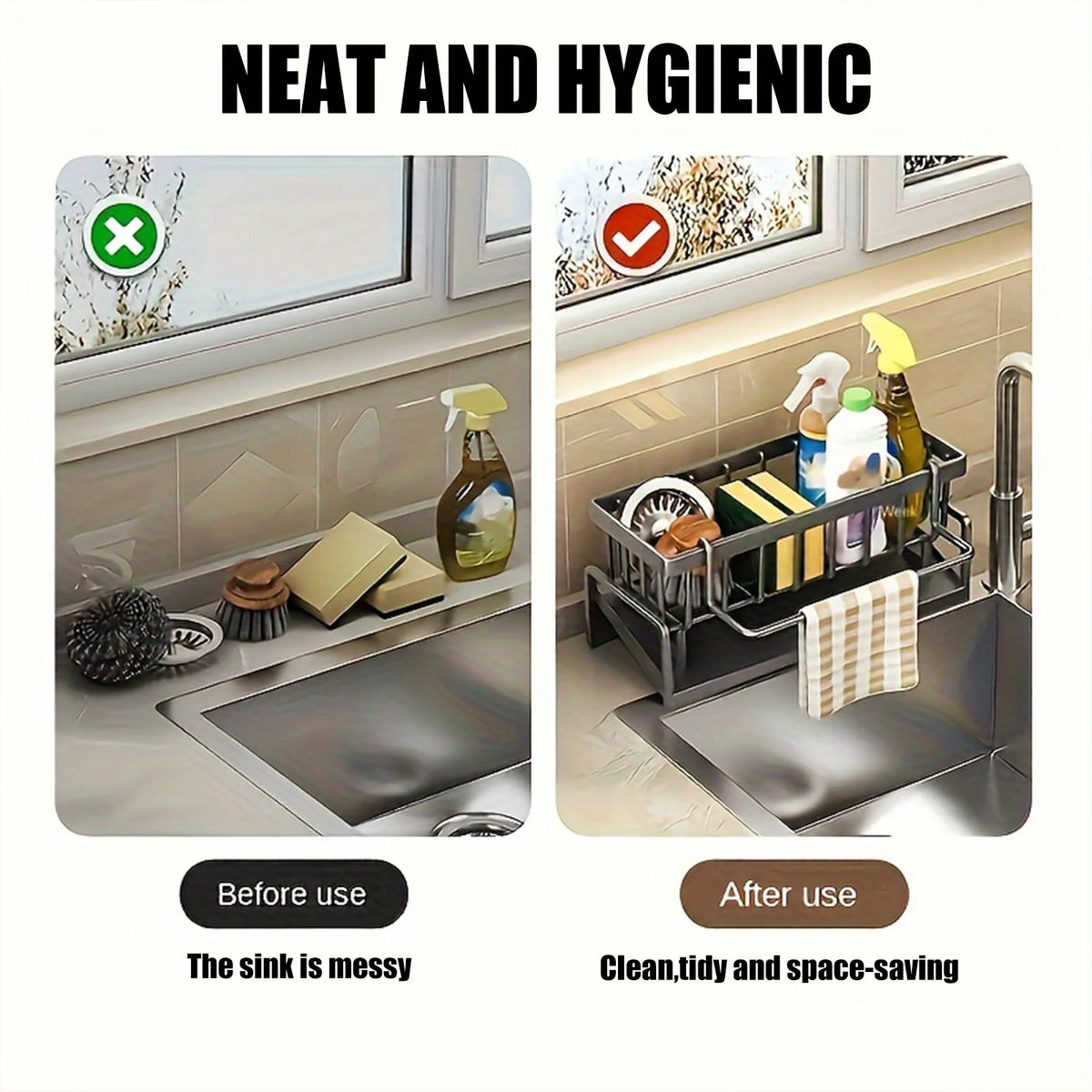 Sink Organizer Countertop Rack Sponge/Cleaning Cloth/Brush