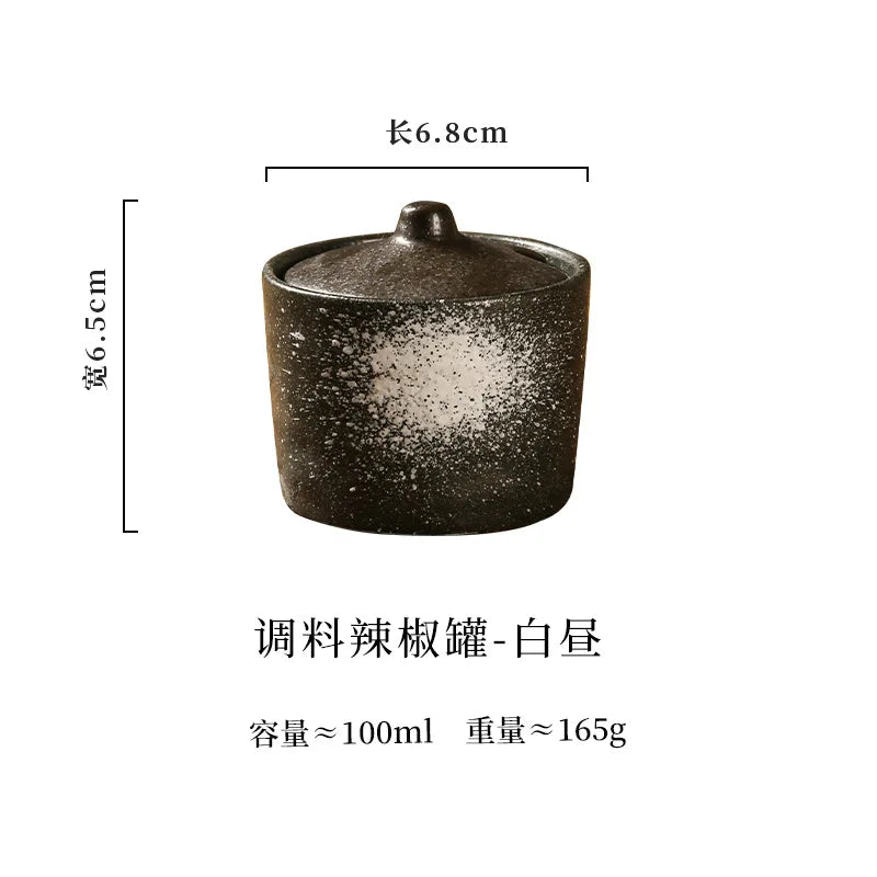 Japanese Style Vintage Ceramic Seasoning Jar Chili Storage