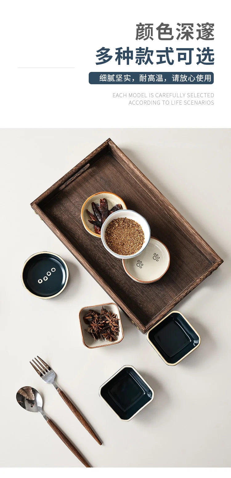 1pc Flavorful Japanese Ceramic Small Dish Square Dip