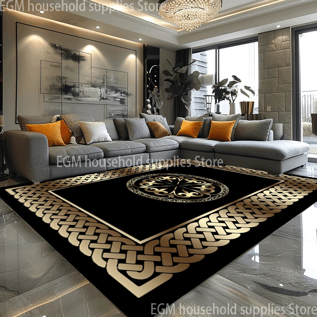 European Style Luxury Large Rugs Living Room Black