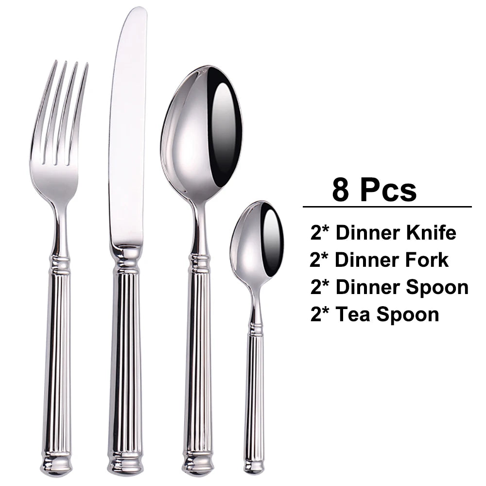 12/16/20 Pieces Sliver Tableware Stainless Steel Cutlery Elegant