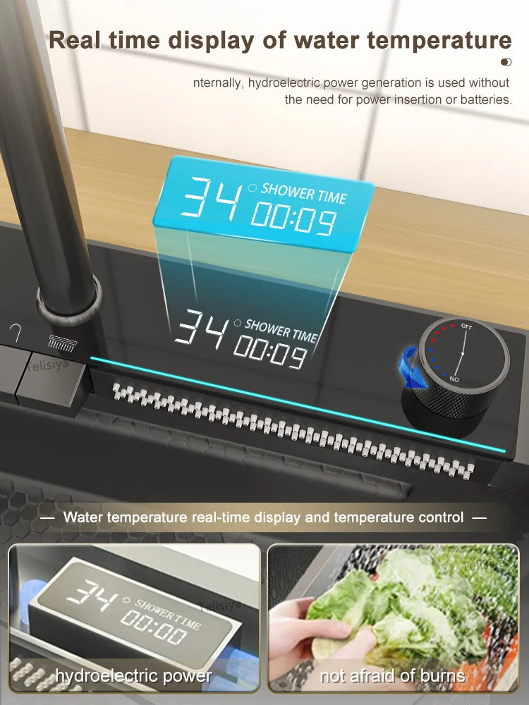 Various Waterfall Sink Stainless Steel Large Slot Digital