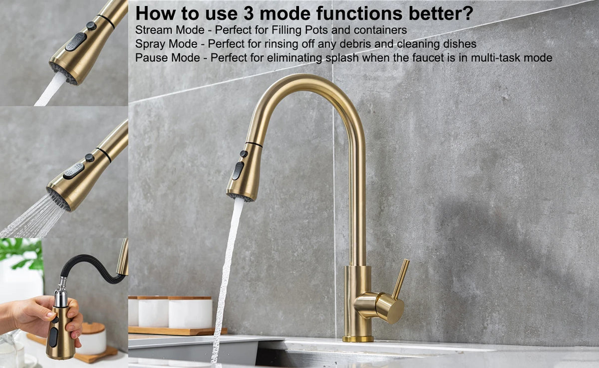 Smart Touch Sink Faucets Stainless Steel Pull Out