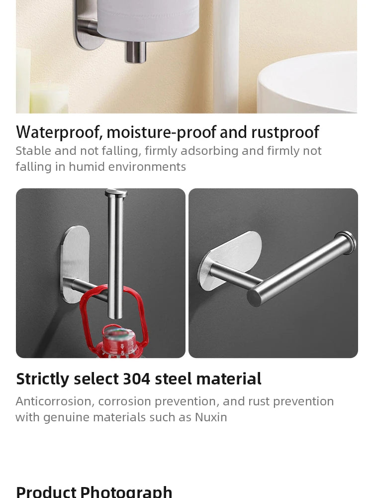 1pc Stainless Steel Paper Towel Holder No Punch