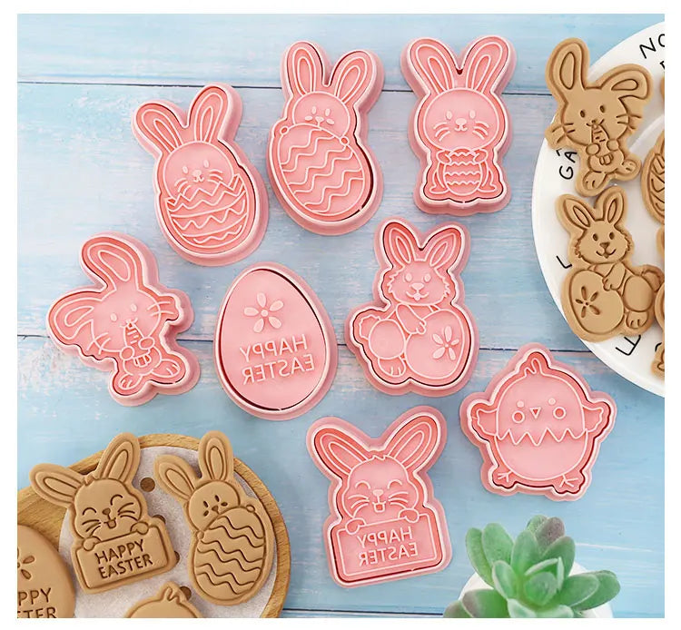 10pcs/Set Easter Cookie Cutters 3d Rabbit Egg Cartoon