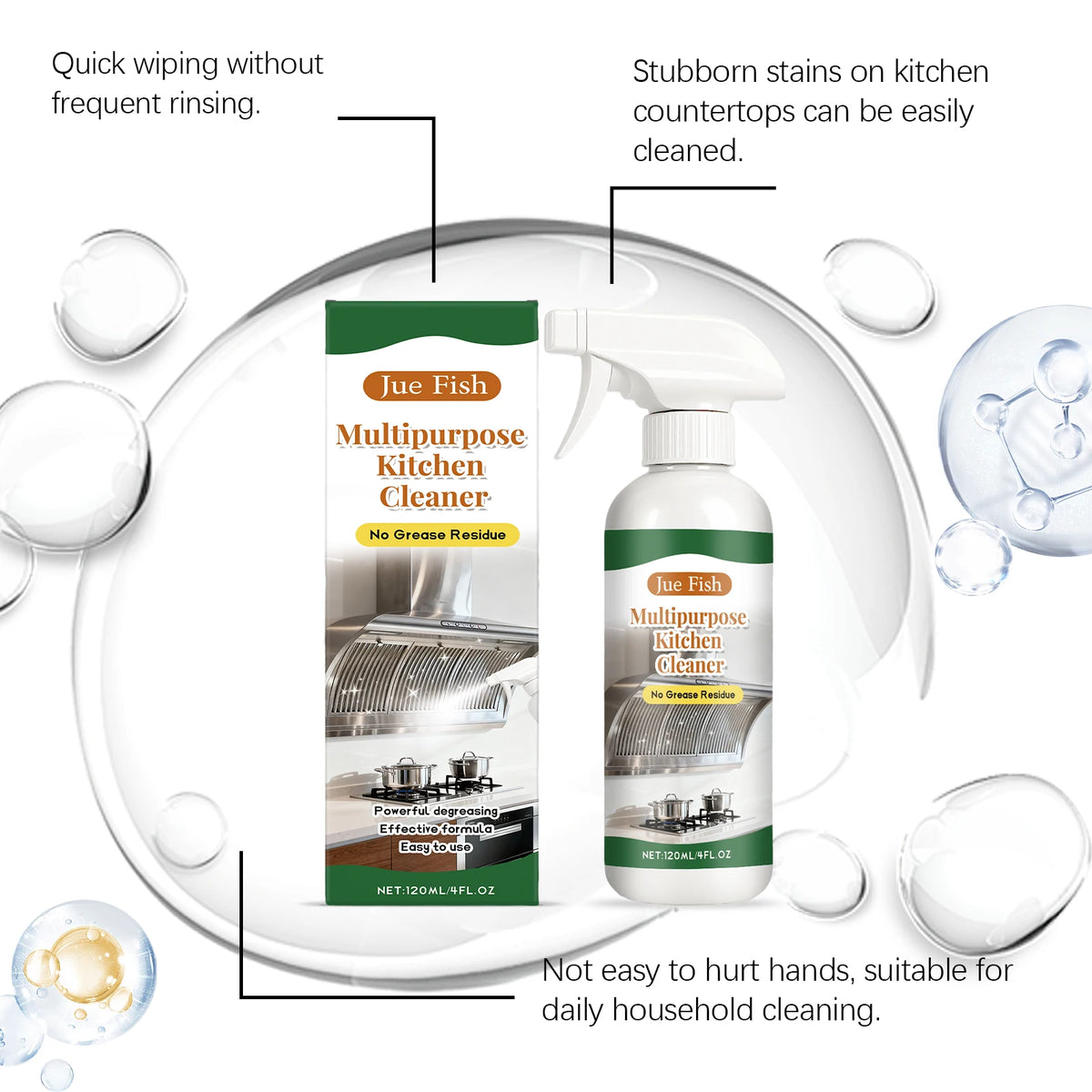 Grease Cleaner Spray Powerful Dissolve Stubborn Oil Stains