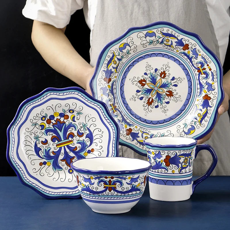 Hand Painted Ceramic Plate Creative Irregular Steak Dish
