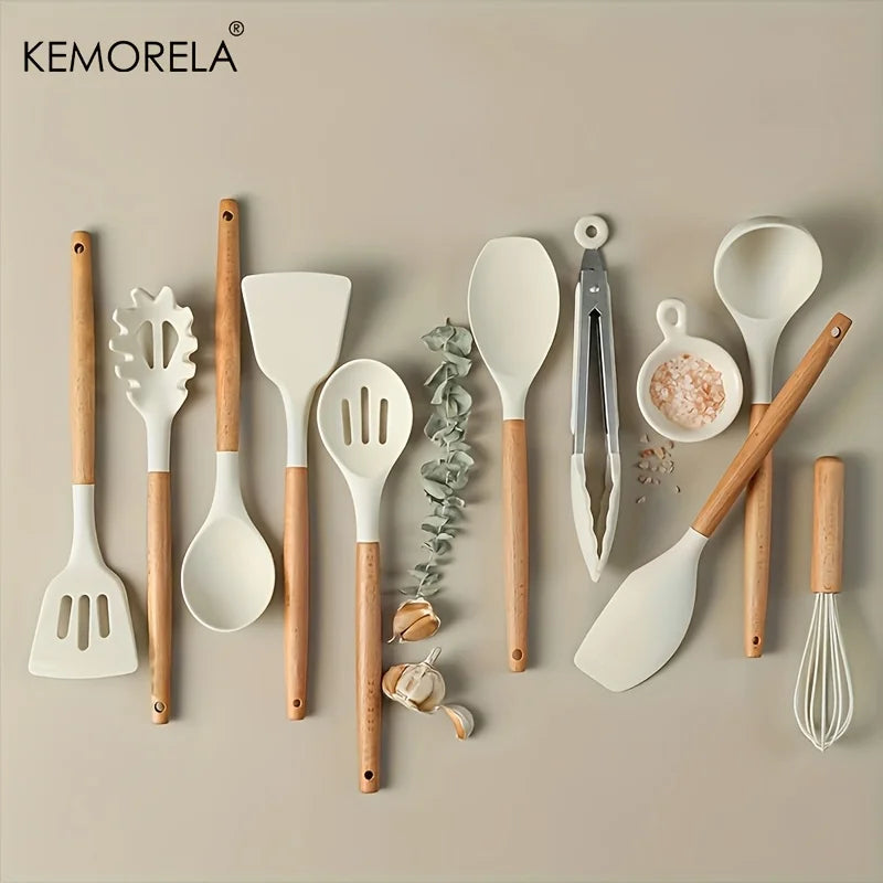 Kemorela 10pc Silicone Cooking Utensils Heat Resistant Non-Stick