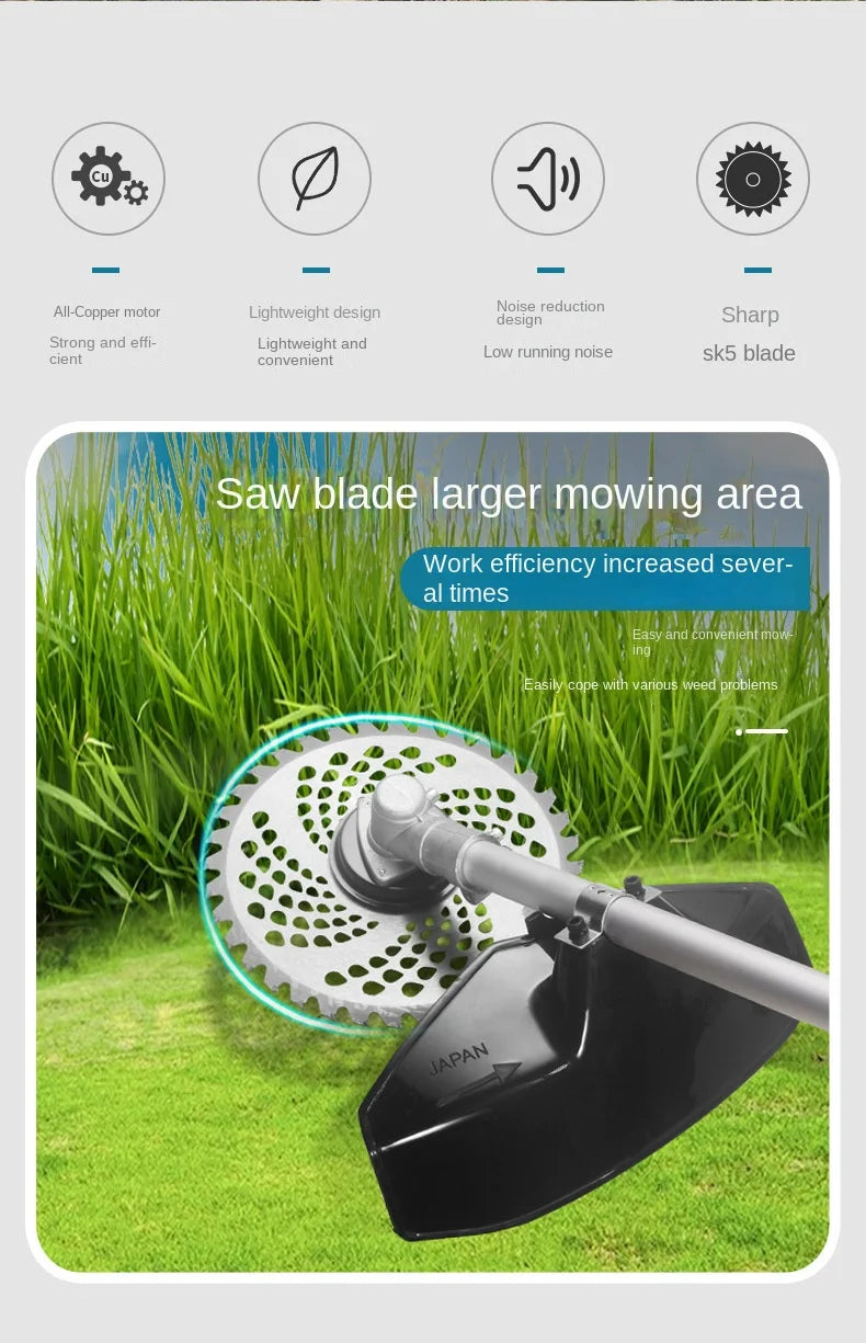High-Power 9-Inch Brushless Electric Lawn Mower Garden Yard