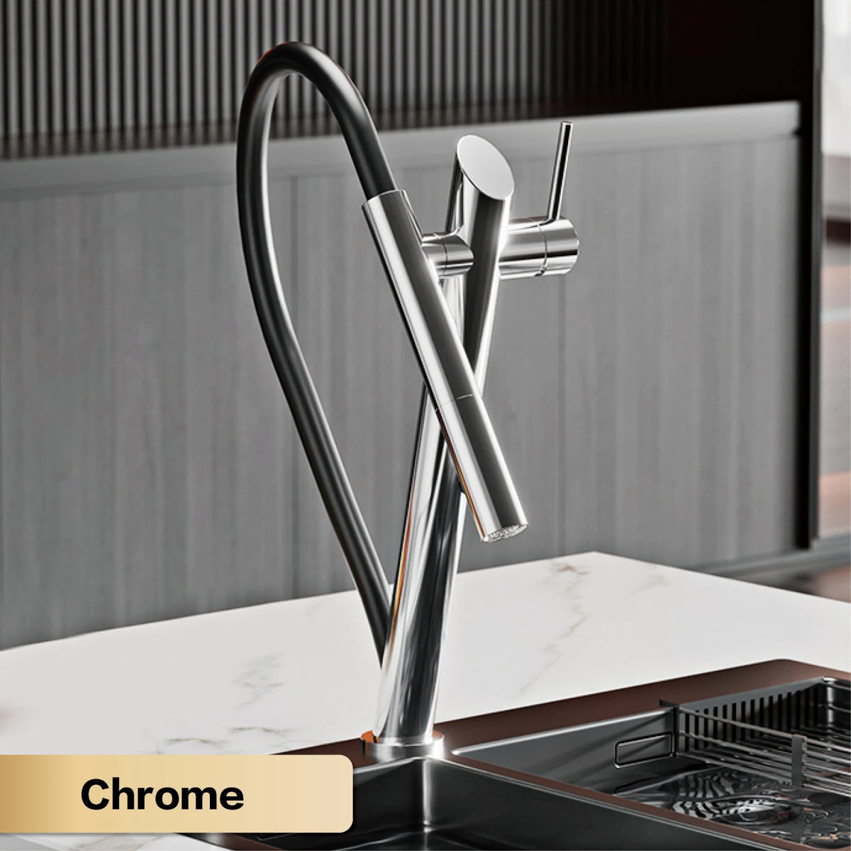 Aitana Luxury Brass Black Faucet Pull-Out Design Dual