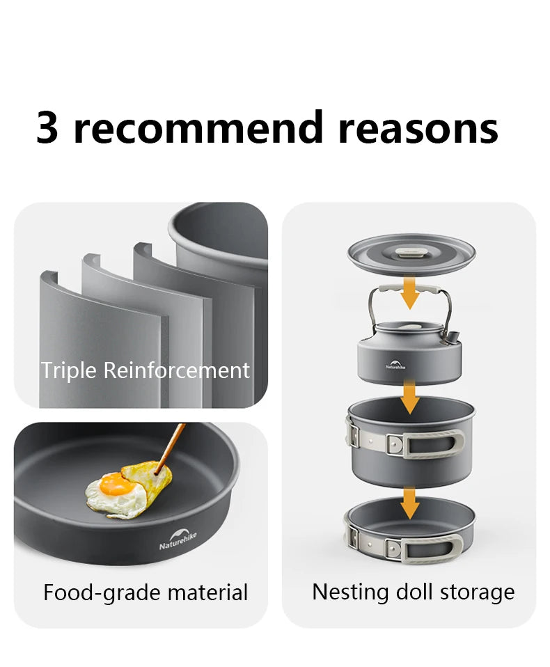 Naturehike Camping Cookware Kit Outdoor Frying Pan Kettle