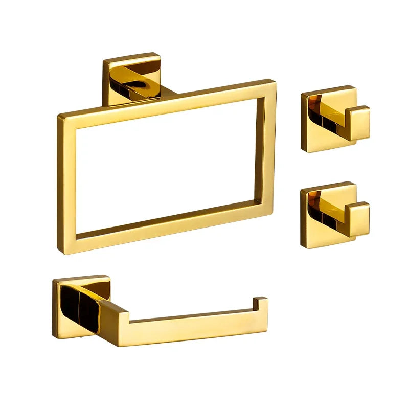 Polished Golden Bathroom Hardware Hook Towel Bar Toilet