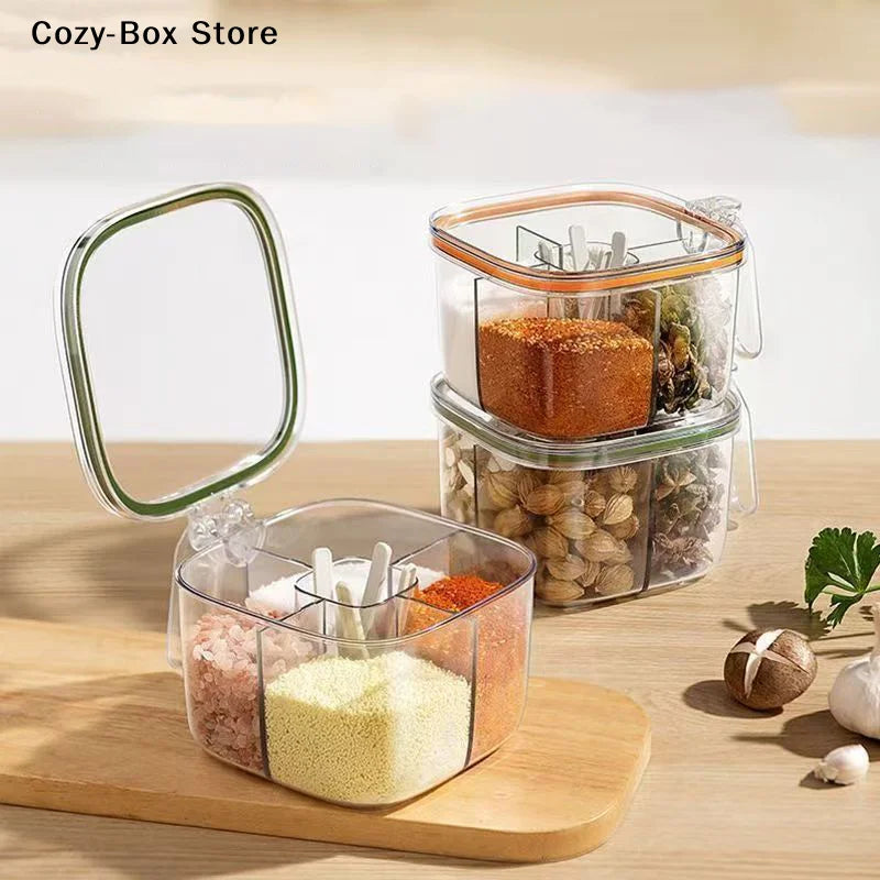 Grids Transparent Lid Spice Jar Seasoning Salt Pepper