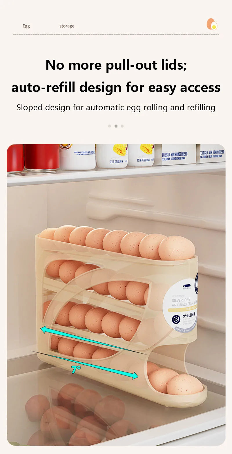 3-Tier Refrigerator Egg Storage Box Side Door Storage
