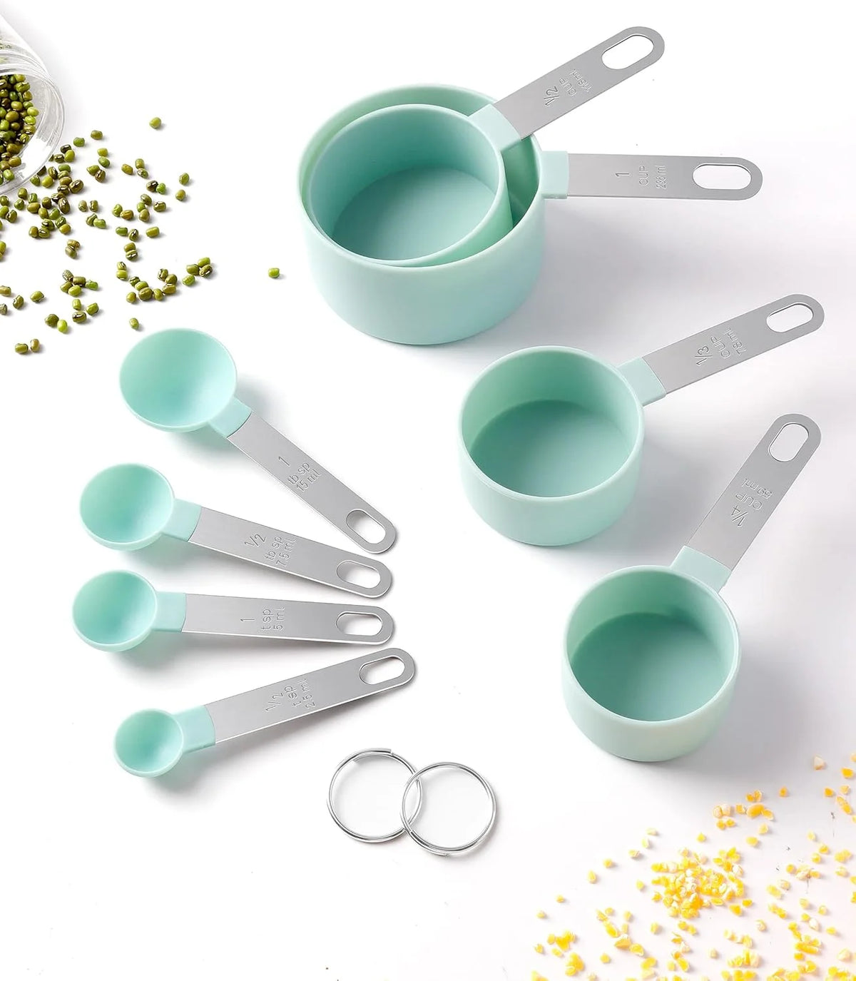 8pcs Measuring Cups & Spoons Stackable Nesting Measure
