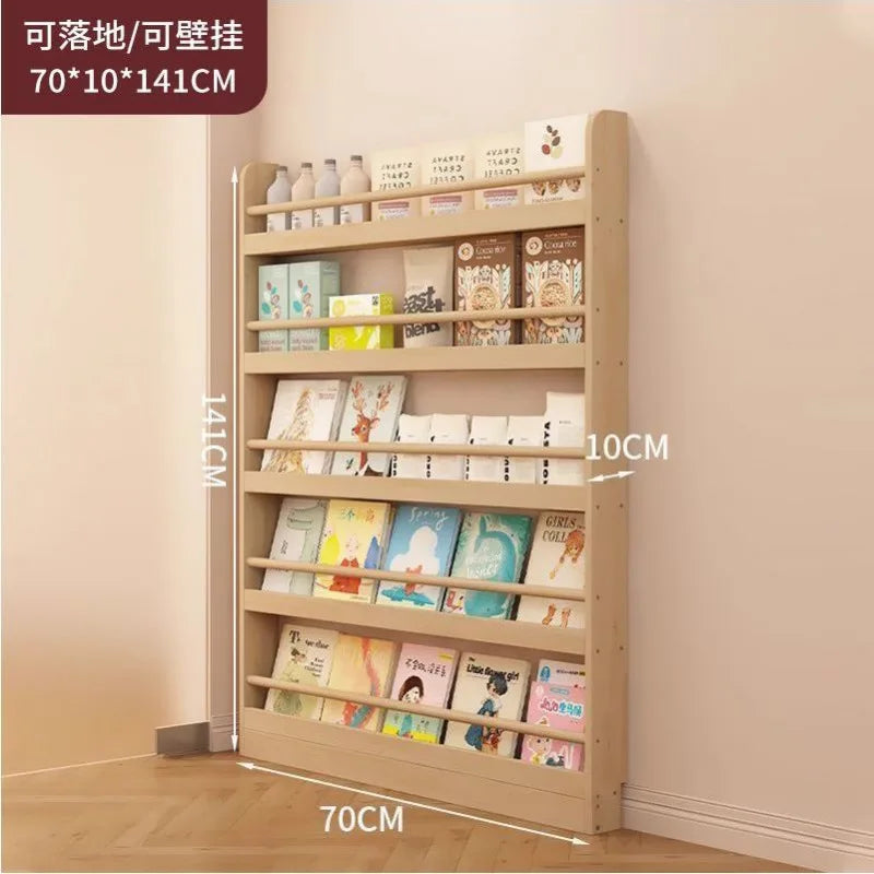 Corner Storage Rack Ultra-Thin Solid Wood Floor-Standing Bookcase