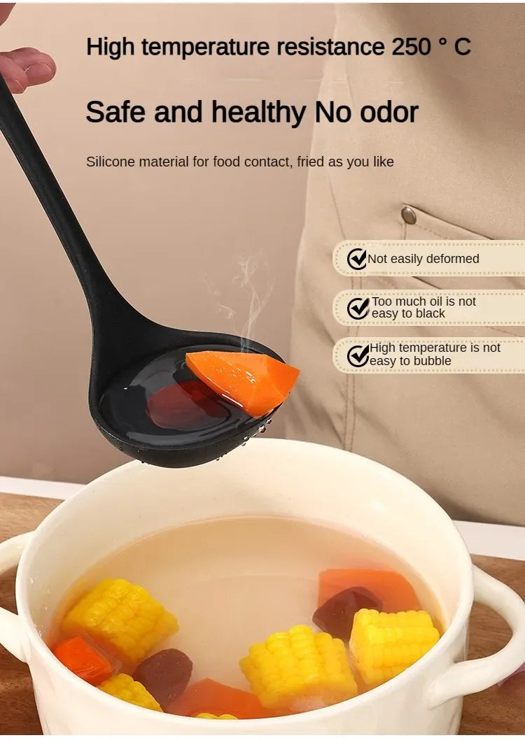 1/10pcs Food-Grade Silicone Heat-Resistant Slotted Spoon