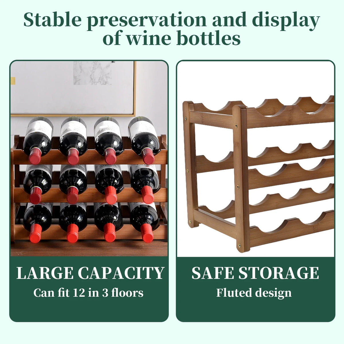 Wine Rack Wooden Winebottle Display Cabinet Holders Shelf