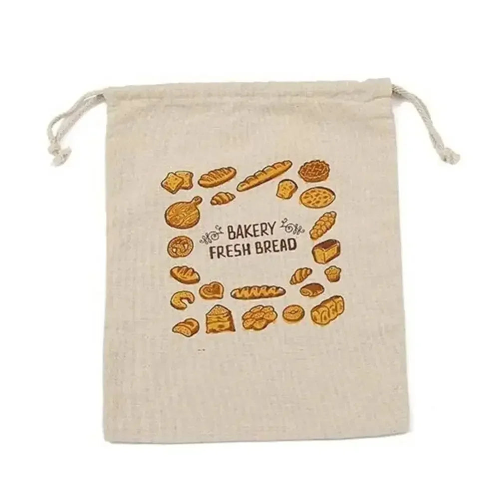 Linen Bread Bags Reusable Homemade Drawstring Loaf Bag