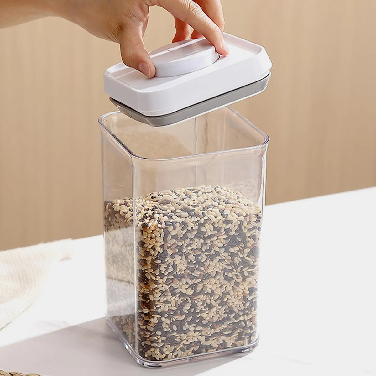 Cereal Container Airtight Jars Clear Stackable Sealed Jar