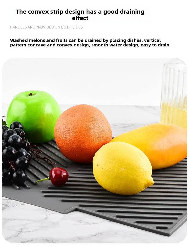 Dish Drying Mat-Silicone Drying Pad Counter Non-Slip Drain