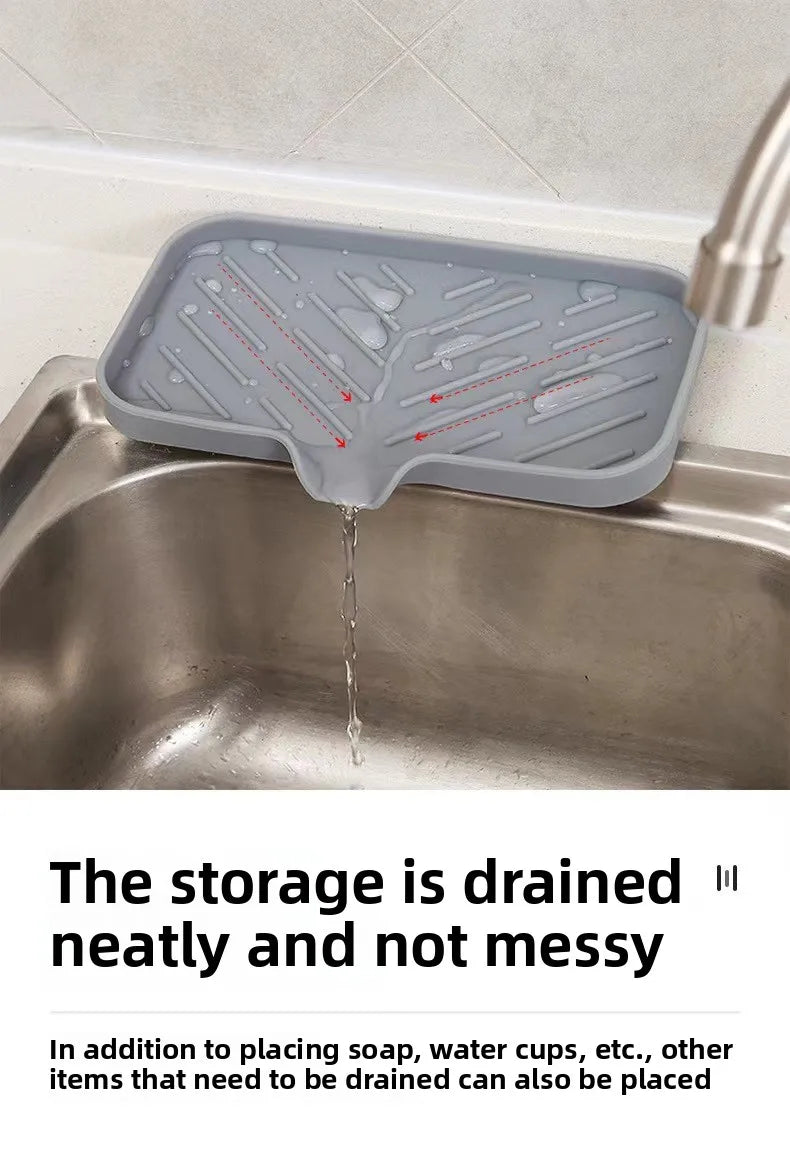 Sink Silicone Tray Drain Soap Sponge Storage Holder