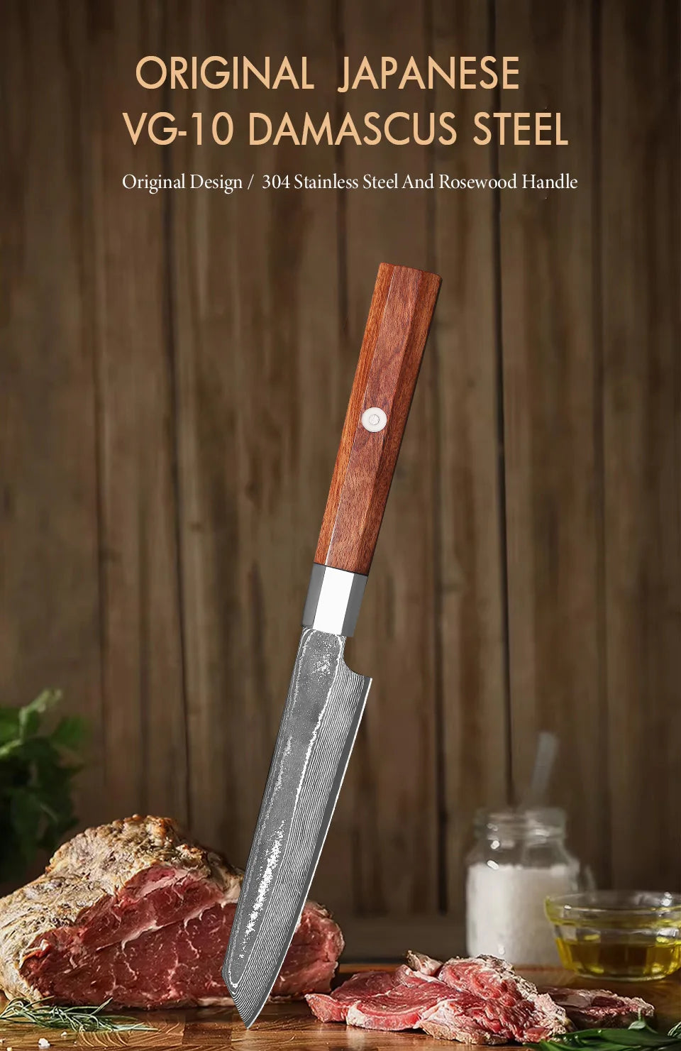 Mostodozo Japanese Kiritsuke Chef Knife 67-Layer Damascus Steel