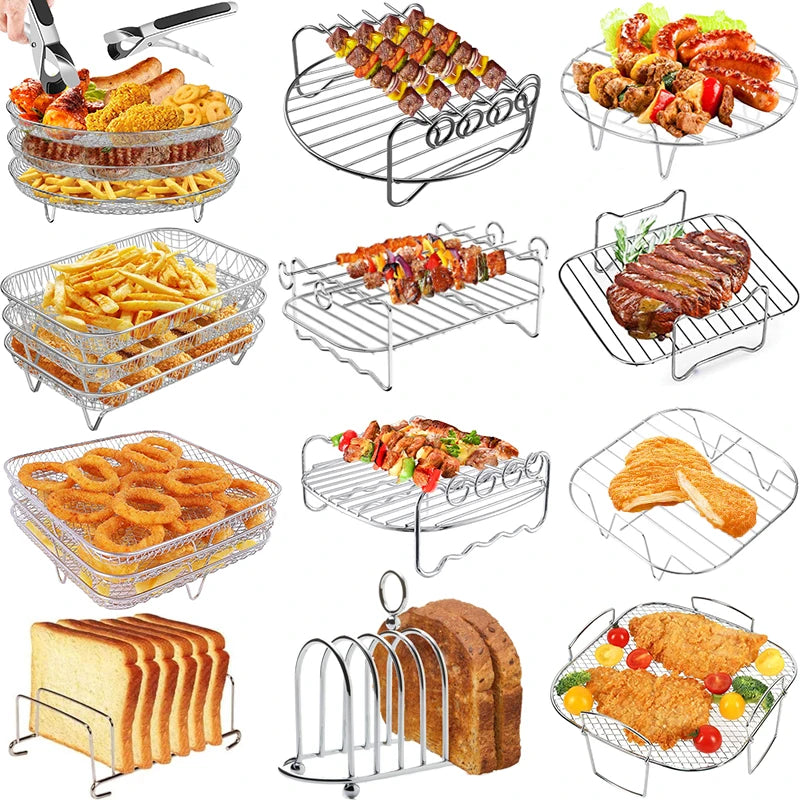 Air Fryer Baking Rack Metal Square/Round/Rectangle Oven Grill