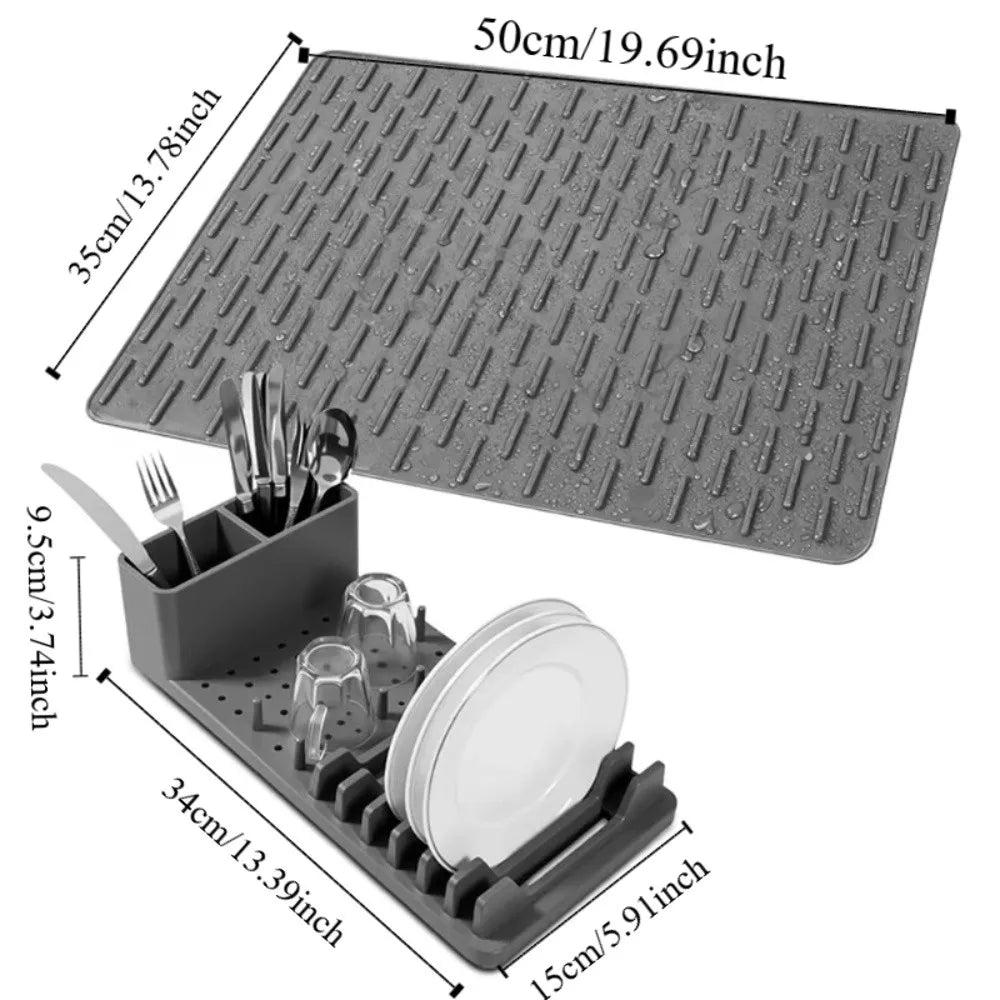 Durable Silicone Dish Drying Rack Heat-Resistant Drain Design