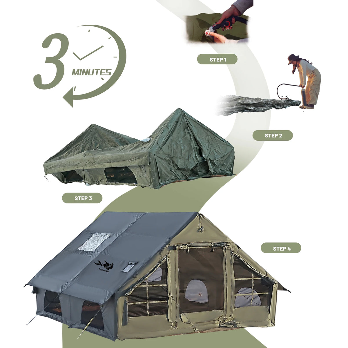 Pakicetus Large Inflatable Camping Tent Roof Window &