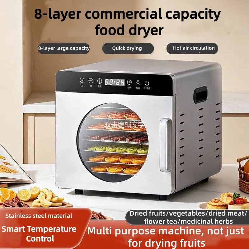 8-Layer Commercial Food Dehydrator Stainless Steel Electric Dryer
