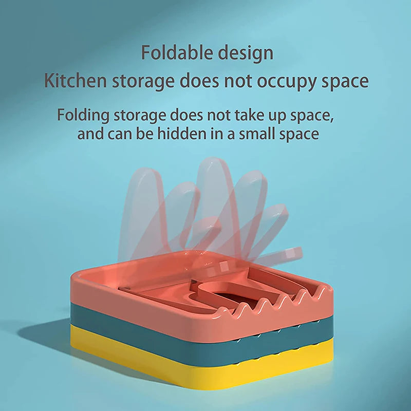 Foldable Pot Lid Rack Plastic Spoon Holder Fork