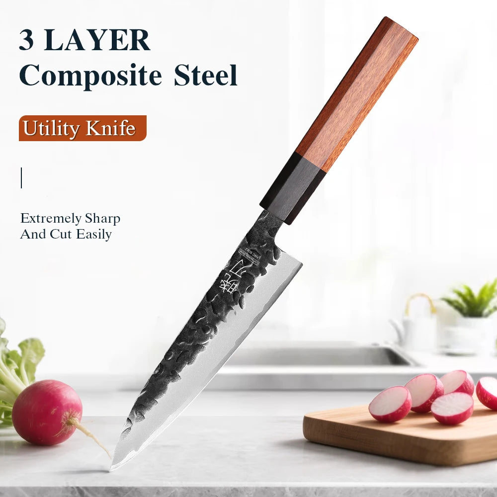 Utility Knife Layer Composite Steel Professional Chef Knives