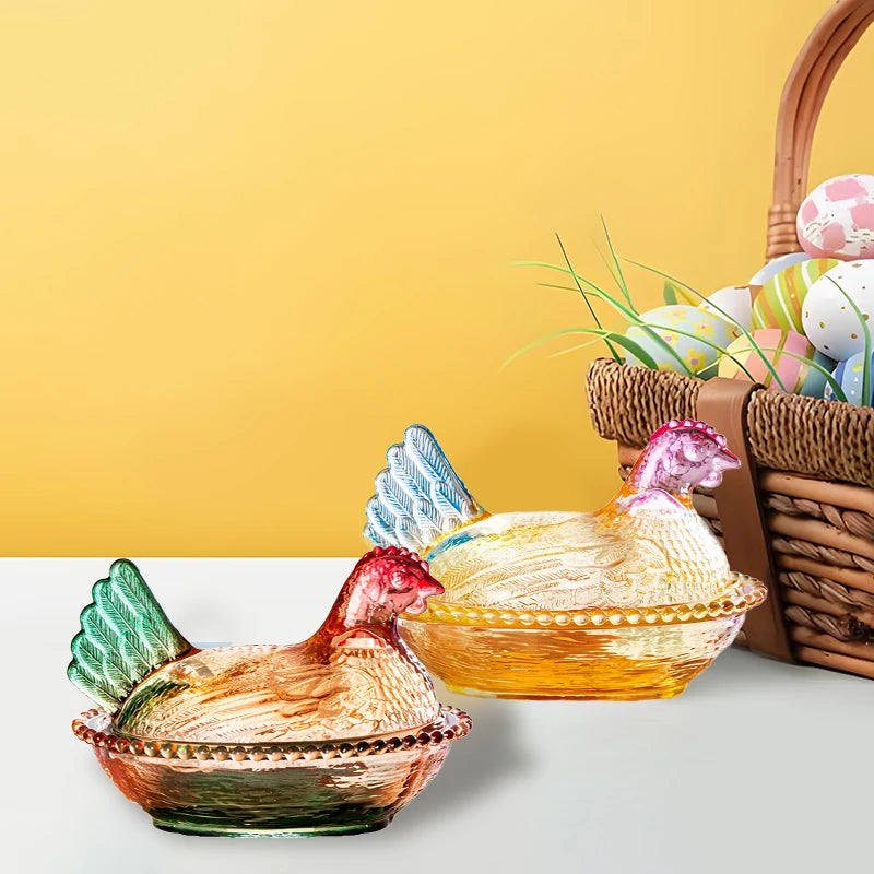 Dinnerware Retro Glass Candy Dish Hen On Nest