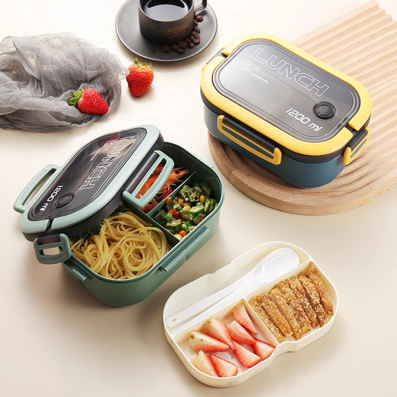 Double-Layer Lunch Box Compartment Fruit Food Box Microwave