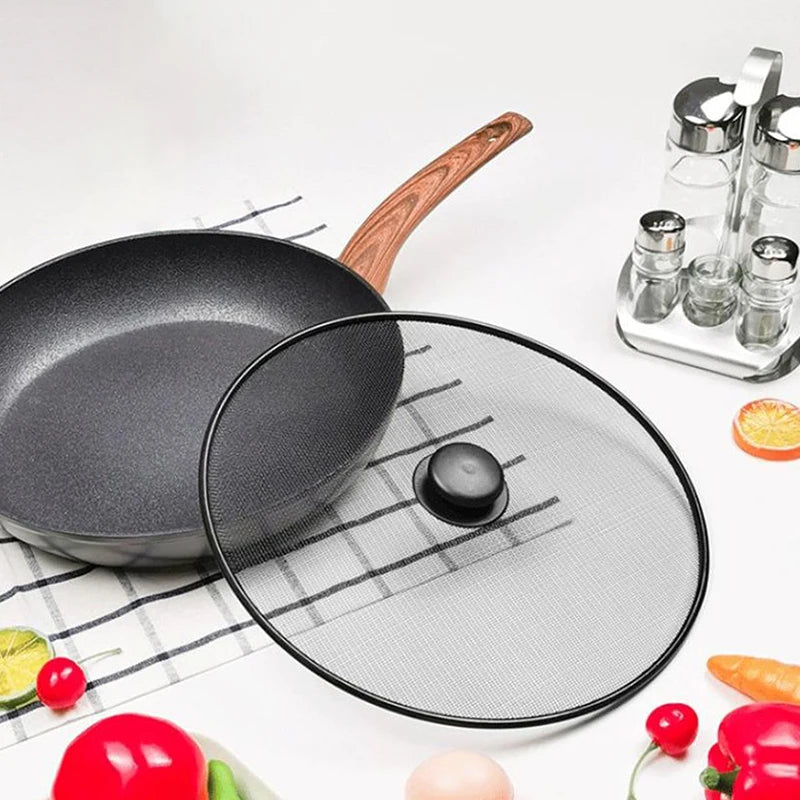 Black Splatter Screen Anti Grease Frying Pan Oil