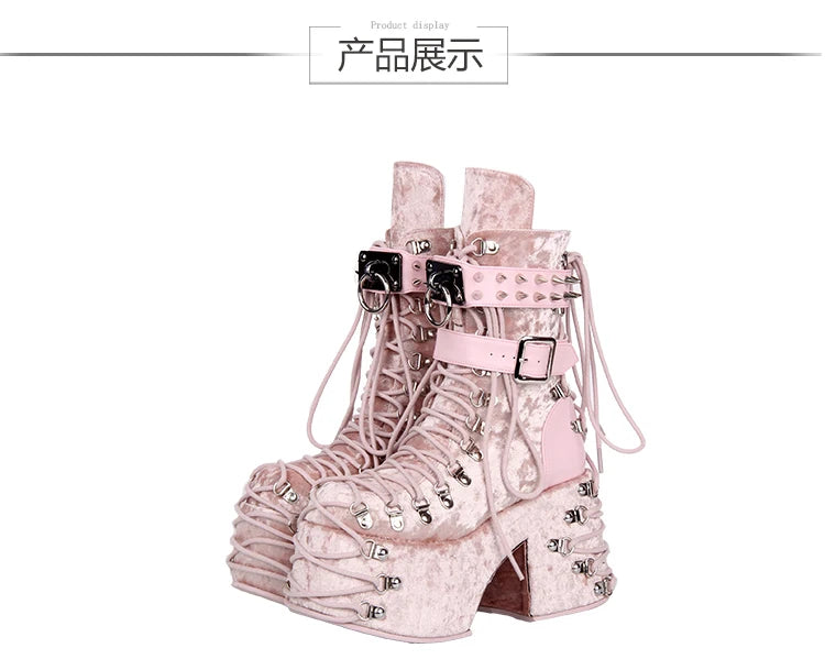 Lolita Punk Shoes Round Head Ultra High Heels