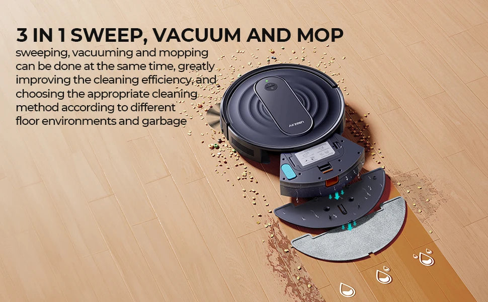 Airzeen R7 Robot Vacuum Mop 3-In-1 Cleaning 4000pa