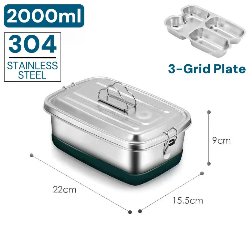 Stainless Steel Lunch Box Kids Adults Leak-Proof Bento