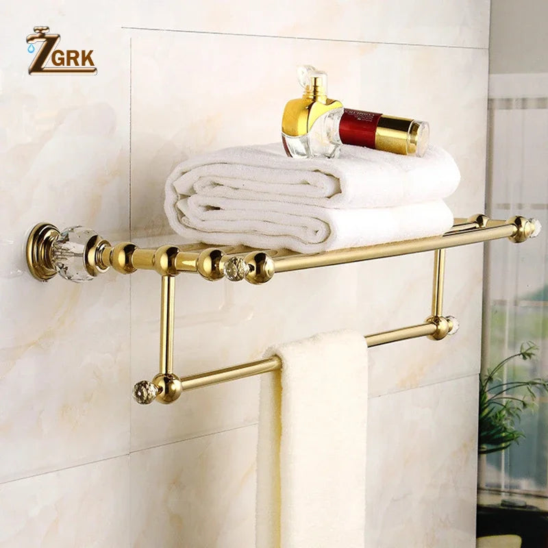 Zgrk Classical Bathroom Hardware Gold Polished Bath Wall-Mounted